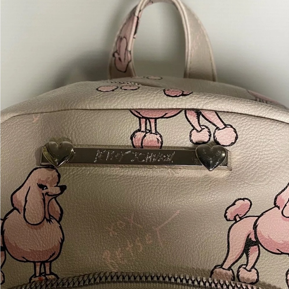 Betsey Johnson Pink and Gray Poodle Backpack - Picture 3 of 6